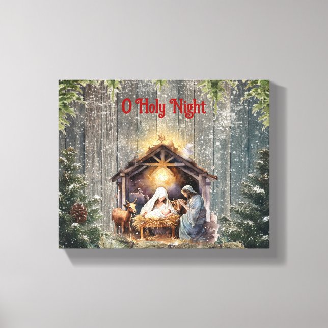 O heliga natt: En tidlös julkrubba Canvastryck (Framsida)