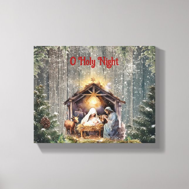 O heliga natt: En tidlös julkrubba Canvastryck (Framsida)