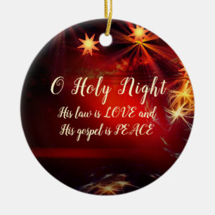 O Heliga Natt, hans gospel är Peace, julen Sång Julgransprydnad Keramik