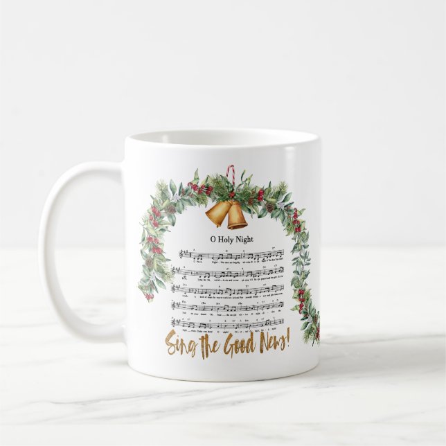 O HELIGA Natt Jul Ntivity Hymn Scripture Kaffemugg (Vänster)