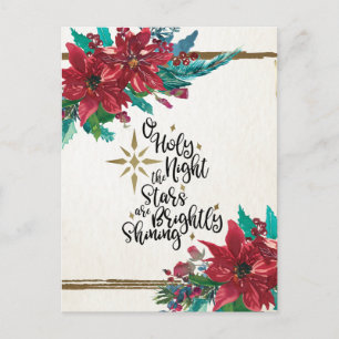 O Heliga Natt, Jul Sång Red Poinsettia Vykort