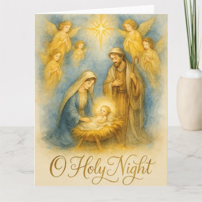 O Heliga Natt Julens Födelse Kort (Framsida)