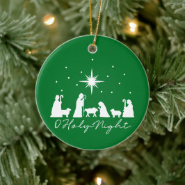 O Heliga Natt Julkrubba - Julgransprydnad Keramik