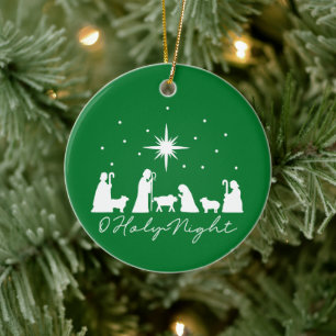 O Heliga Natt Julkrubba - Julgransprydnad Keramik