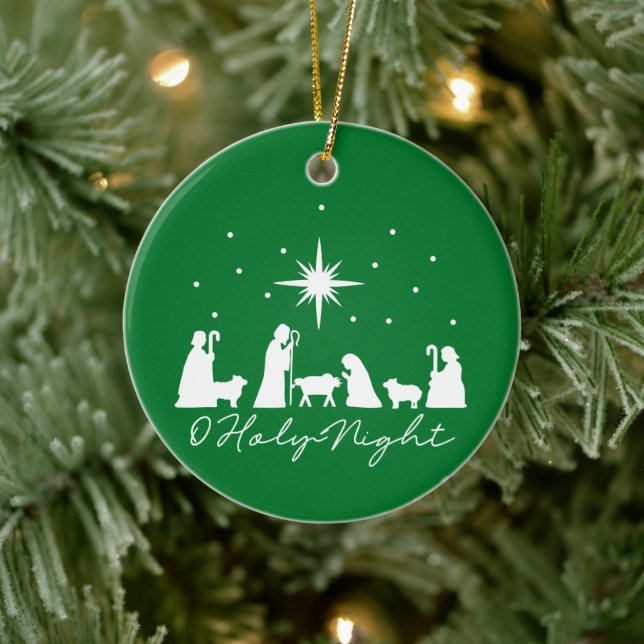 O Heliga Natt Julkrubba - Julgransprydnad Keramik (Träd)
