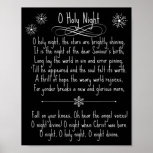 O Heliga Natt Julsång Musik Sångtexter Text Poster