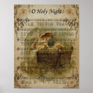 O Heliga Natt, Vintage Jul Poster