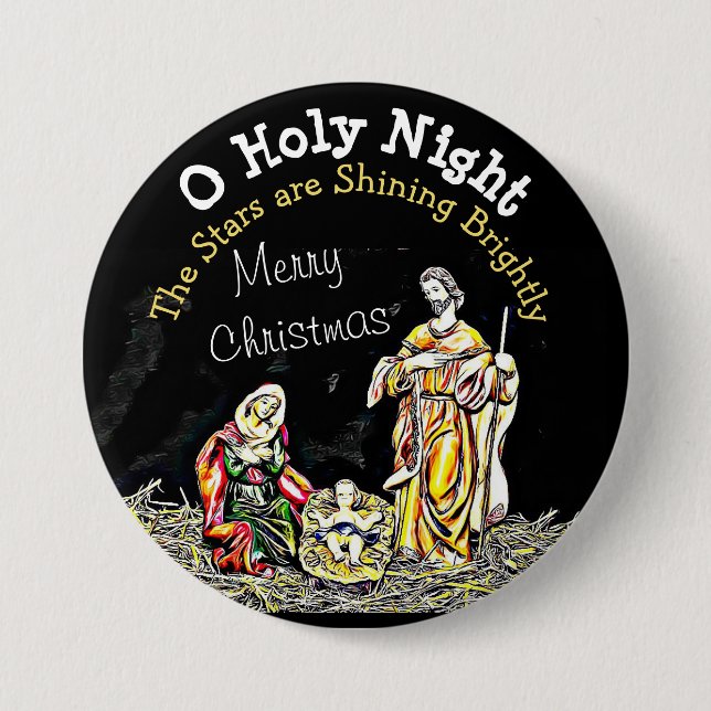 O Heliga Night Baby Jesus-knapp Knapp (Framsida)