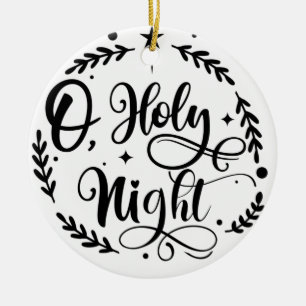 O, Heliga Night Hand Letar-skript  B&V Julgransprydnad Keramik