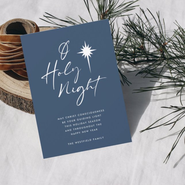 O Heliga Night Minimalist Star of Bethlehem Blue Julkort (Skapare uppladdad)