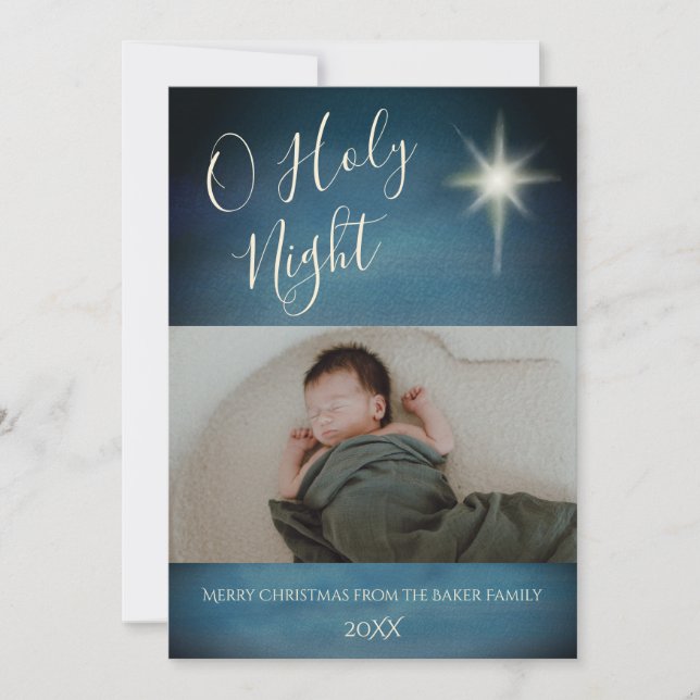 O Heliga - Religiösa - jul - blåfoto Julkort (Framsida)
