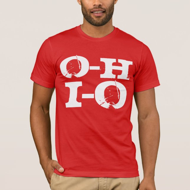 O--hI-O Ohio, rolig kall röd och vitGrunge Tee (Framsida)