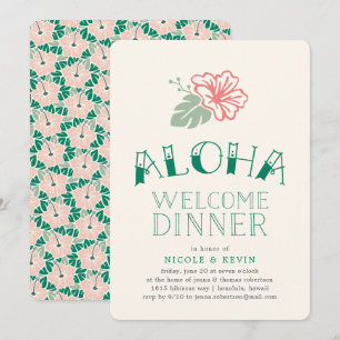 Ö Hibiskus Aloha välkomstmiddagsinbjudan Inbjudningar