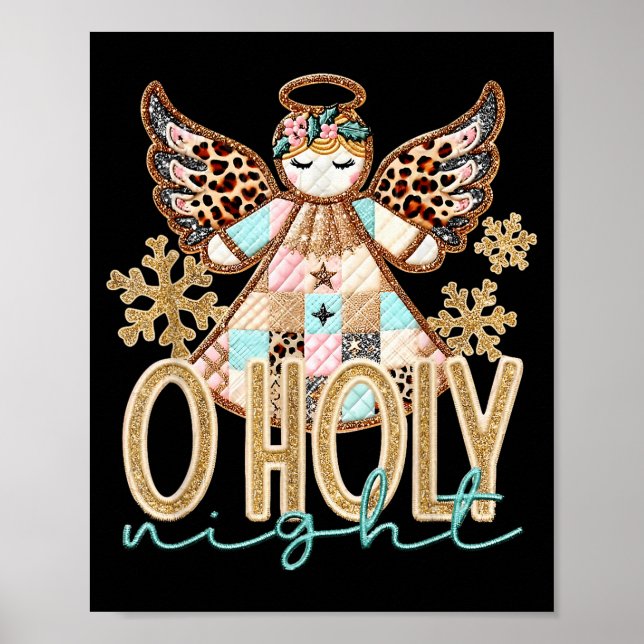 O Holy Night Patchwork Angel Christian Jesus Chris Poster (Framsidan)