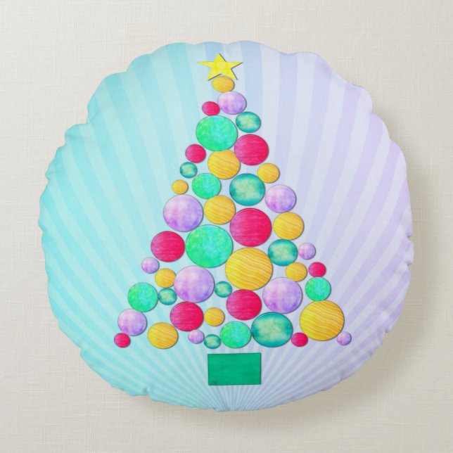 O jul Whimsey Folk Art Rund Kudde (Framsidan)