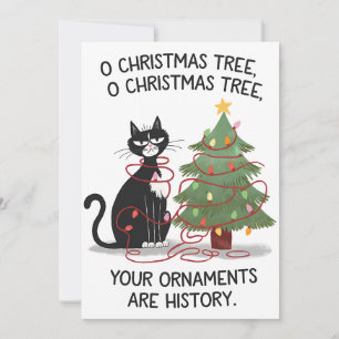 O Julgran Dina Prydnader Är Historia Katt Inbjudningar