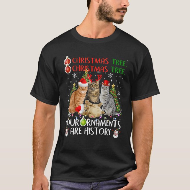 O Julgran Funny Santa Reindeer Cat Lover Ch T Shirt (Framsida)