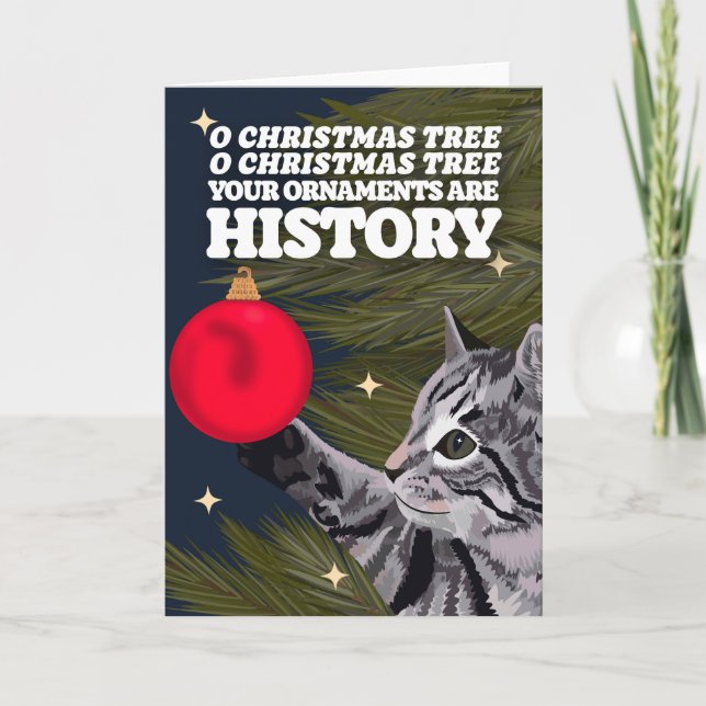 O Julgran Katt Julkort Helgkort (Framsida)