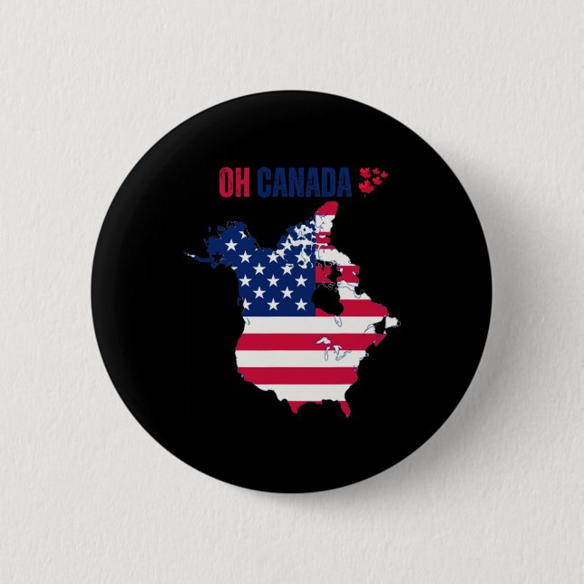 O Kanada 51st State Funny Trump Canada Meme Shirt Knapp (Framsida)