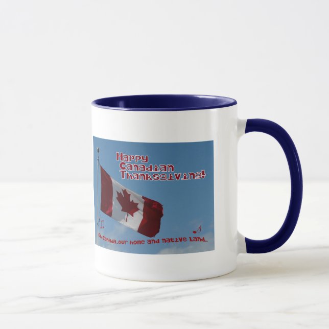 O Kanada... Happy thanksgiving-Flagga Mugg (Höger)