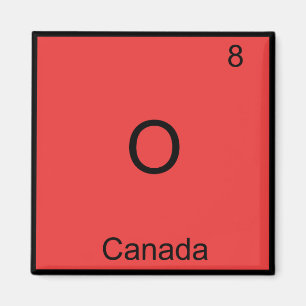 O - Kanada Kemiskt Elementsymbol Rolig Magnet