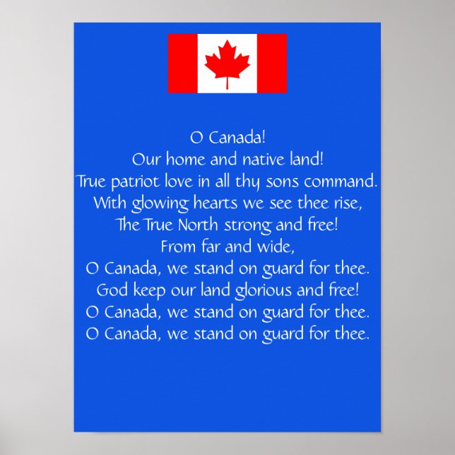 O Kanada National Anthem Poster (Framsidan)