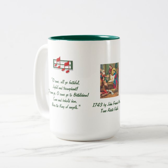 O Kom All Ye Faithful Hymn Two-Tone Coffee Mugg (Framsida vänster)