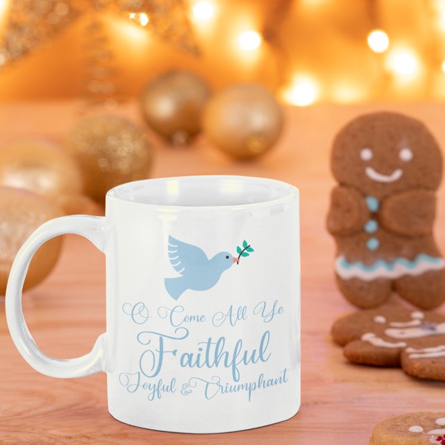 O Kom All Ye Faithful Religiösa jul Dove Kaffemugg (Skapare uppladdad)