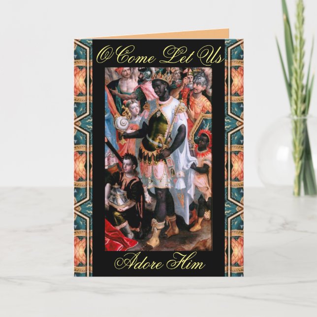 O Kom Låt oss be honom om hans julkort Helgkort (Framsida)