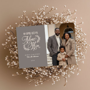 O Kom: Låt oss be honom om Religiösa Fotojul Julkort