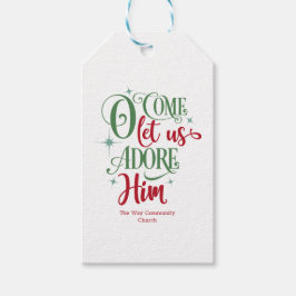 O Kom Låt oss ta hand om hans röda Grönt Elegant Presentetikett