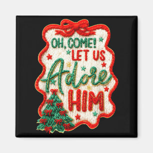 O kom låt oss tillbe honom Garn Virka Nativity Chr Magnet