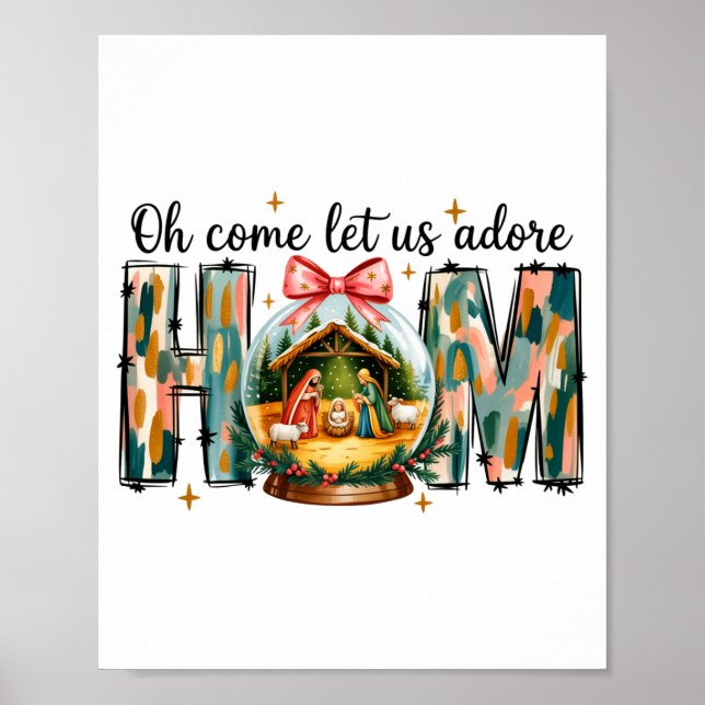O kom låt oss tillbe honom julkrubba  poster (Framsidan)