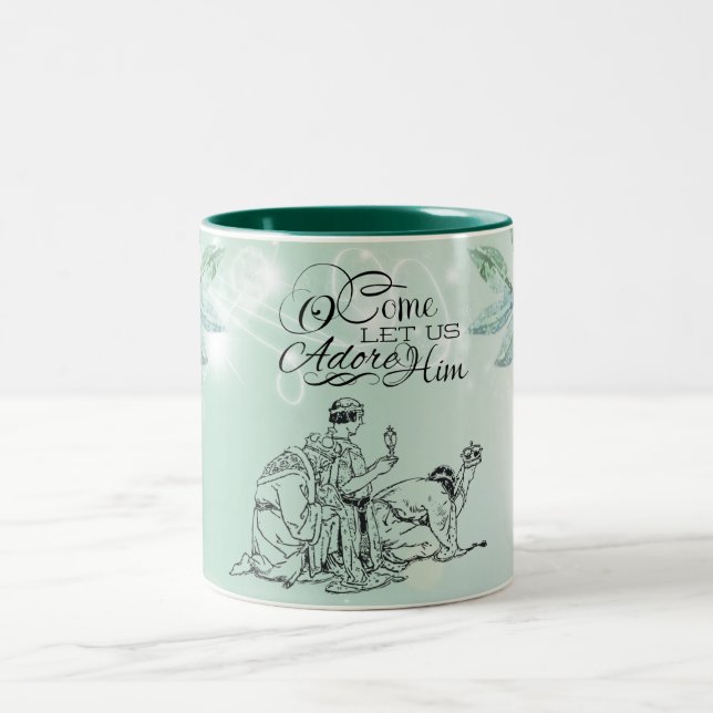 O Kom Låt oss varna honom tre gånger i Manar jul Två-Tonad Mugg (Center)