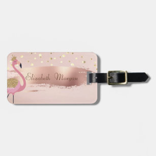 o Konfetti, Rosa Guld Penseldrag Rosa Flamingos Bagagebricka