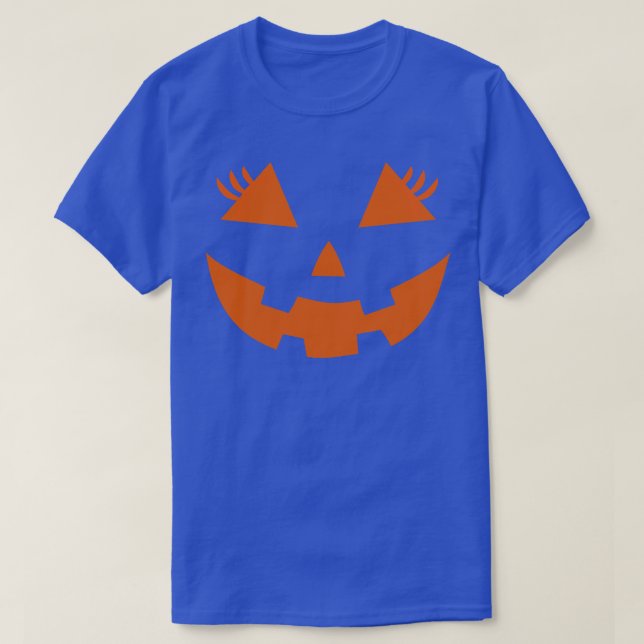 o Lantern söt pumpa ansikte med ögonfransskorpa T Shirt (Design framsida)