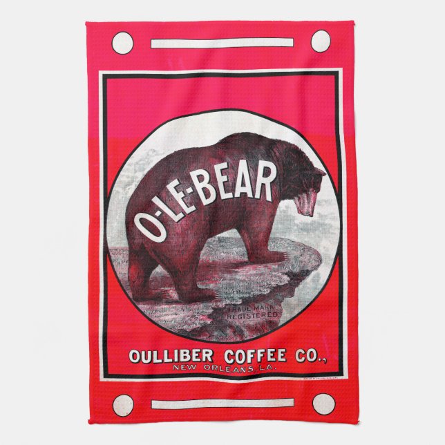 O-Le-Bear-kaffe Kökshandduk (Vertikal)