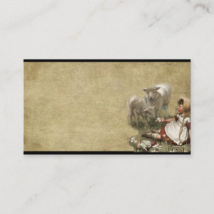 O Little Girl & her Sheep- Prim Biz Cards Visitkort
