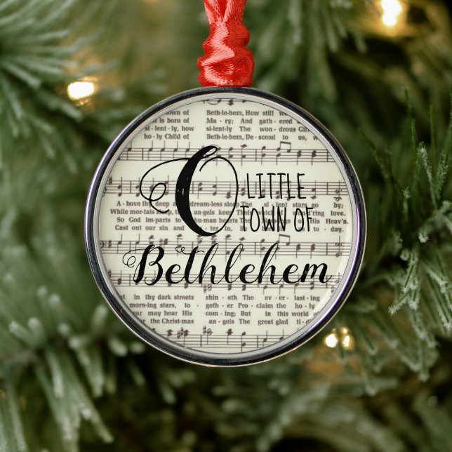 O Little Town Bethlehem Metall Ornament (Träd)