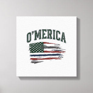 O’Merica Vintage Distressed Flag Skjorta Design_1 Canvastryck