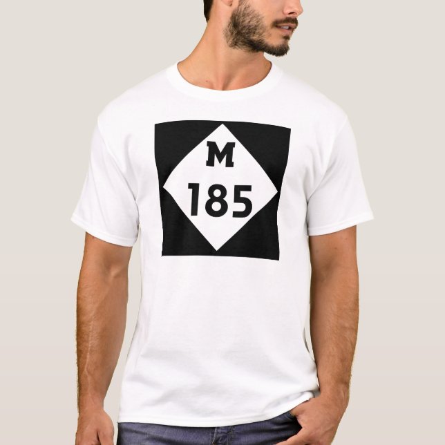 Ö   Michigan för M-185 Mackinac huvudväg Tee (Framsida)