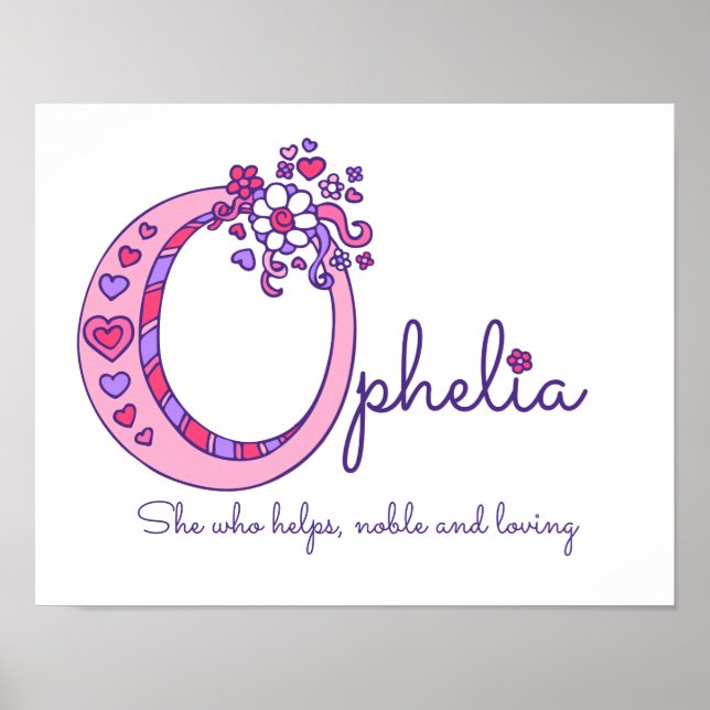 O Monogram art Ophelia-flickorna namn poster (Framsidan)