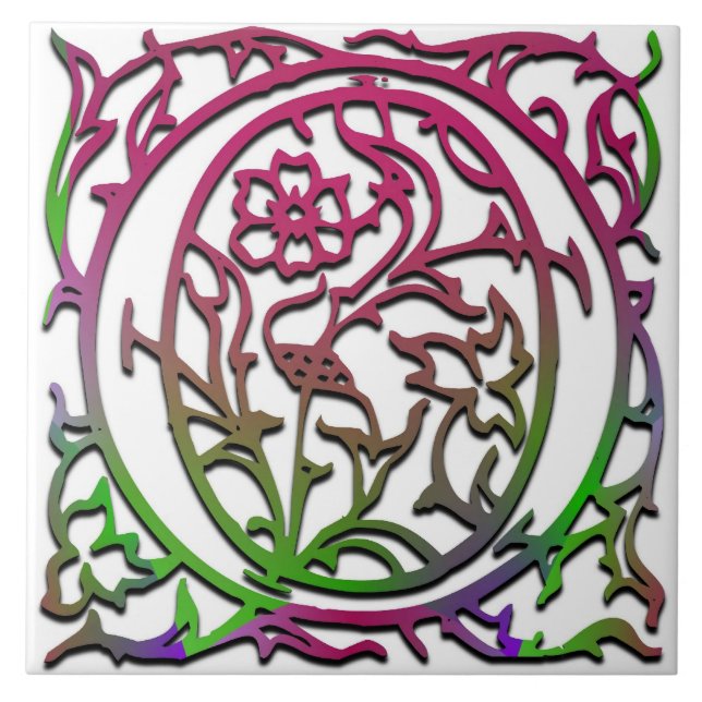 O Monogram "Besque Garden" keramiska plattor Kakelplatta (Framsidan)