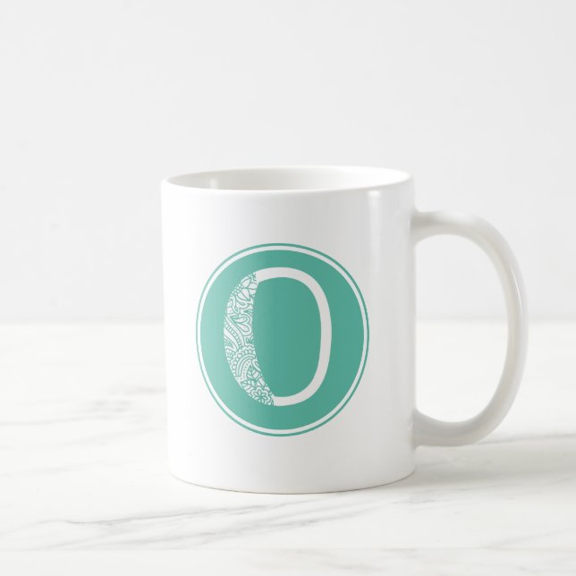 O Monogram för initial Blommigt Kaffemugg (Höger)