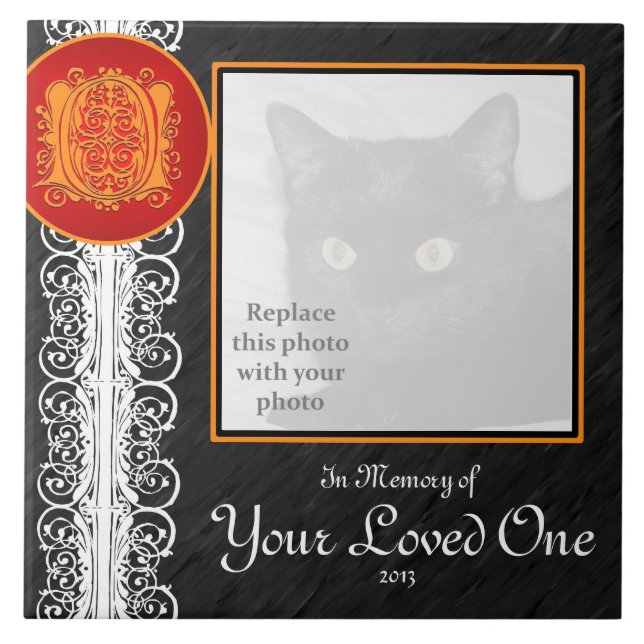 O Monogram "In Memory of Your Loved One"-panel Kakelplatta (Framsidan)