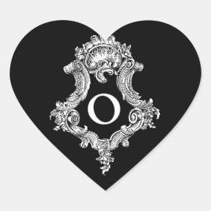 O Monogram Initial Hjärtformat Klistermärke