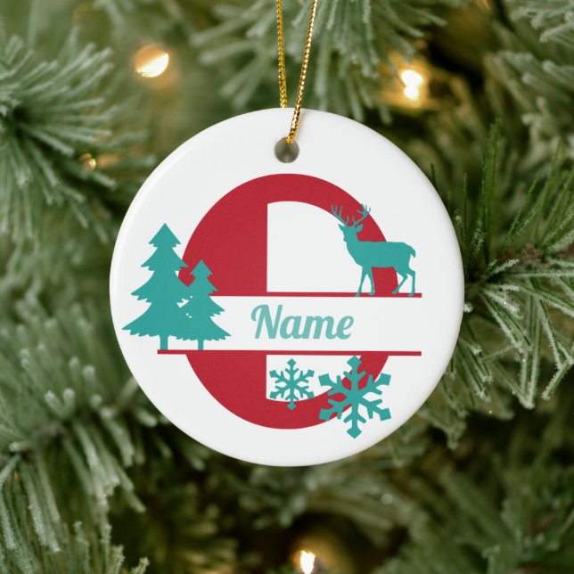 O Monogram Initial jul Träd Ornament i Helgdag (Träd)