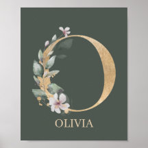 O Monogram-Personlig för Blommigt Poster