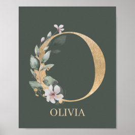O Monogram-Personlig för Blommigt Poster