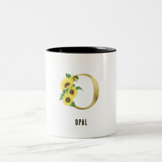 O Monogram Solrosfärgsfärgad Blommigt Två-Tonad Mugg